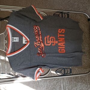 SF GIANTS Vintage Victoria's Secret San Francisco Baseball Sequin Gray Tee Shirt